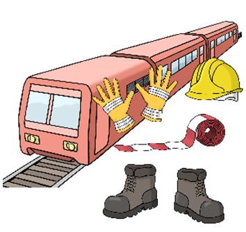 fahrender Zug mit Baustelle fahrender Zug mit Baustelle