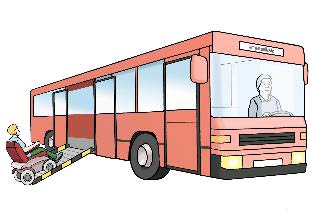 Bus mit geöffneter Tür Bus mit geöffneter Tür